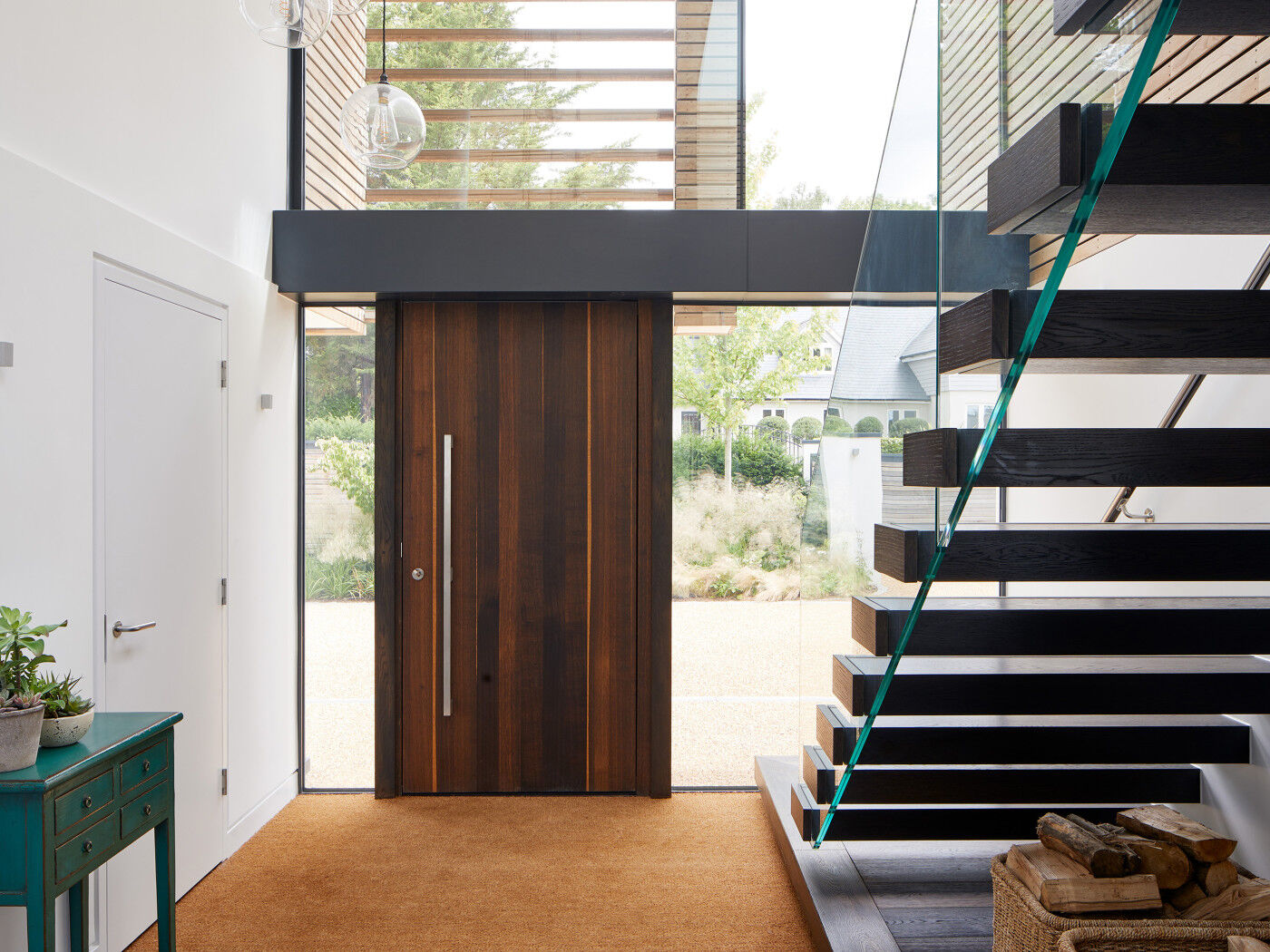 Beautiful fumed oak gives this hallway and extra something