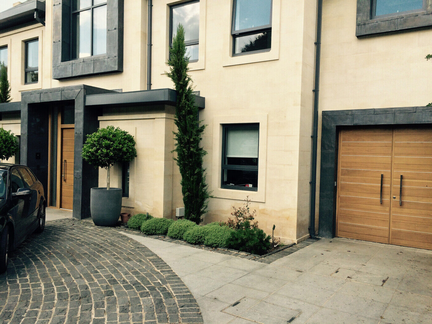side hung garage door in iroko