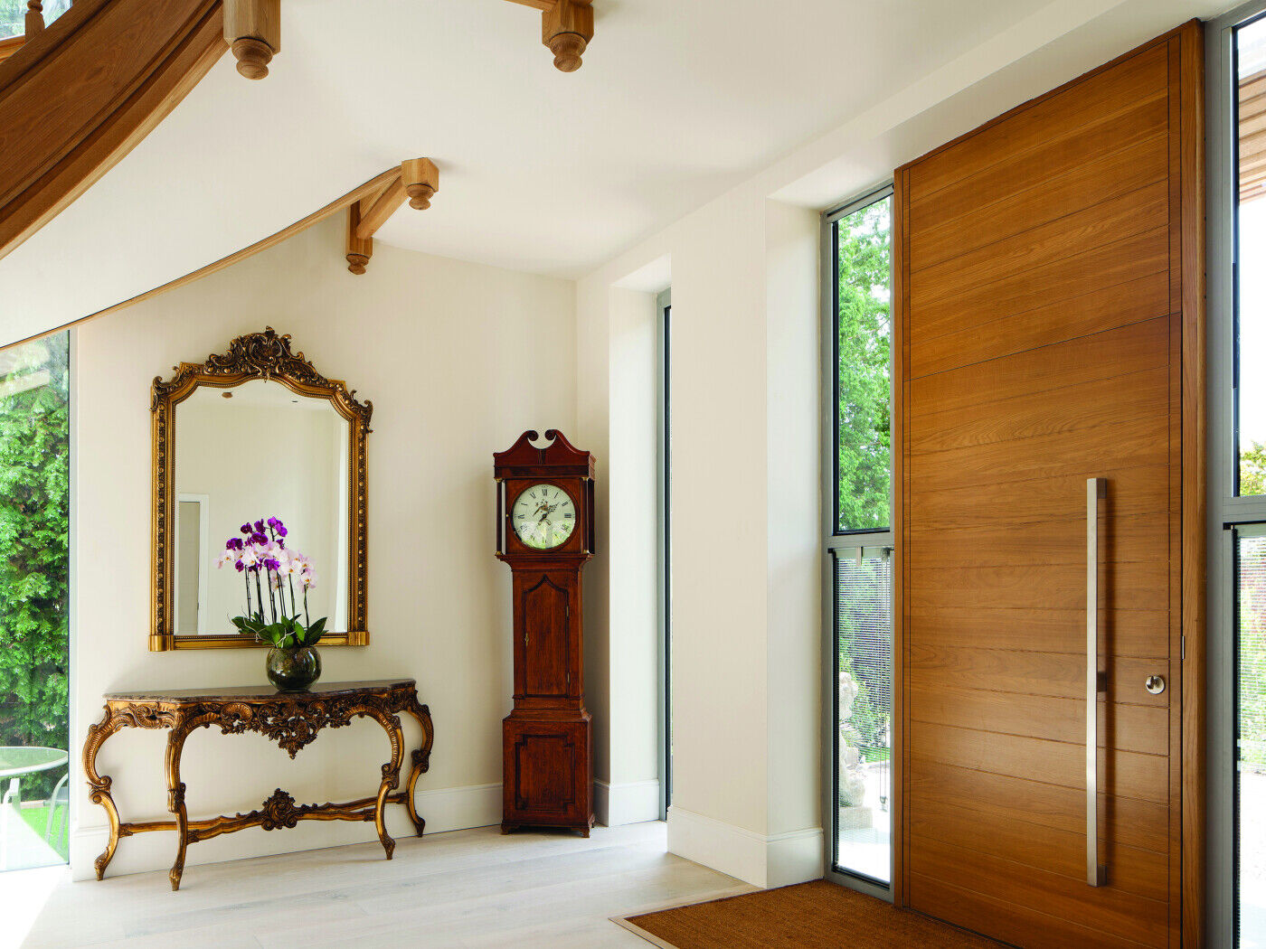 Creating an illusion of size with a matching panel above is a practical option