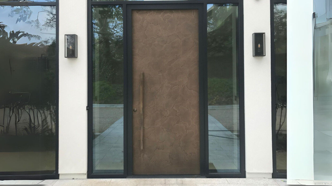 Bronze front door in our 101 finish