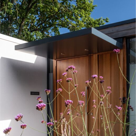 Portrait door angle with flowers