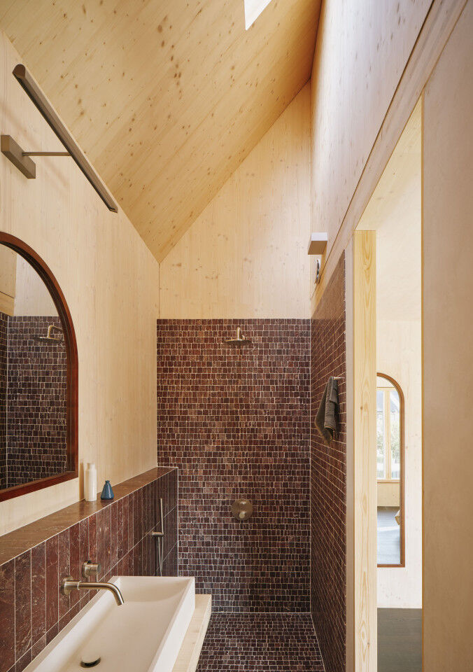 Portrait bathroom high ceiling