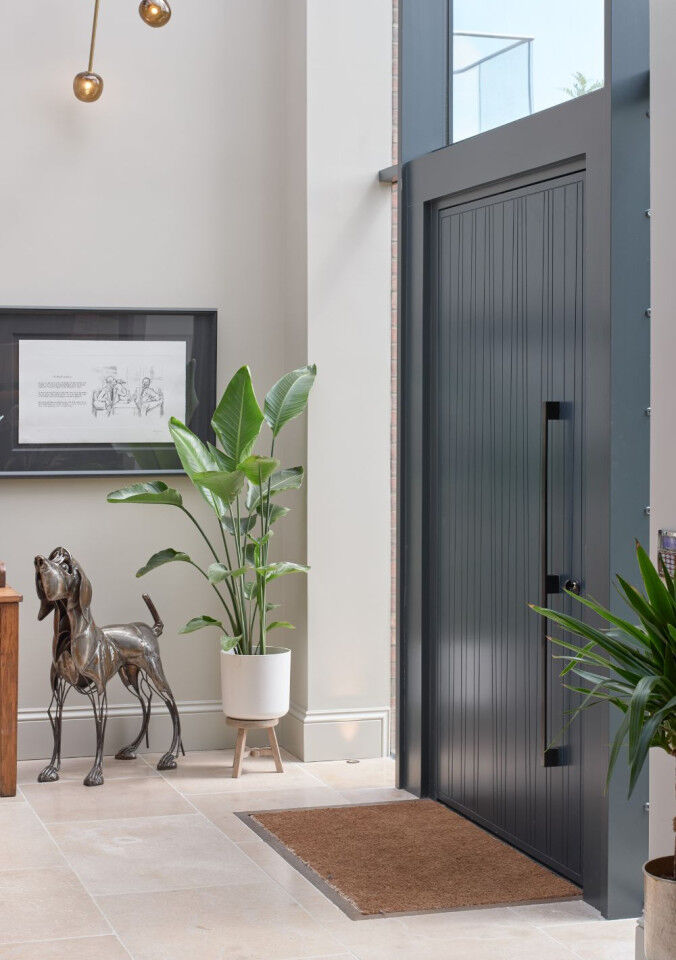 Barn door with Milano V internal in RAL grey Urban Front5