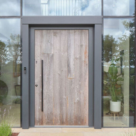 Barn door with Milano V internal in RAL grey10