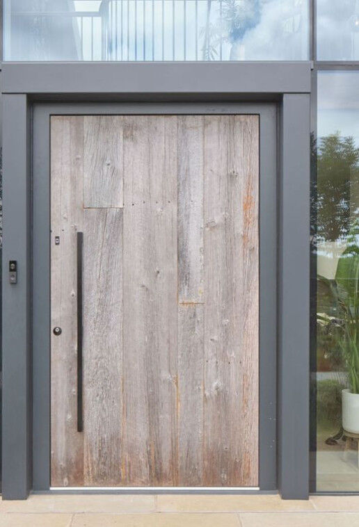 Barn door with Milano V internal in RAL grey10