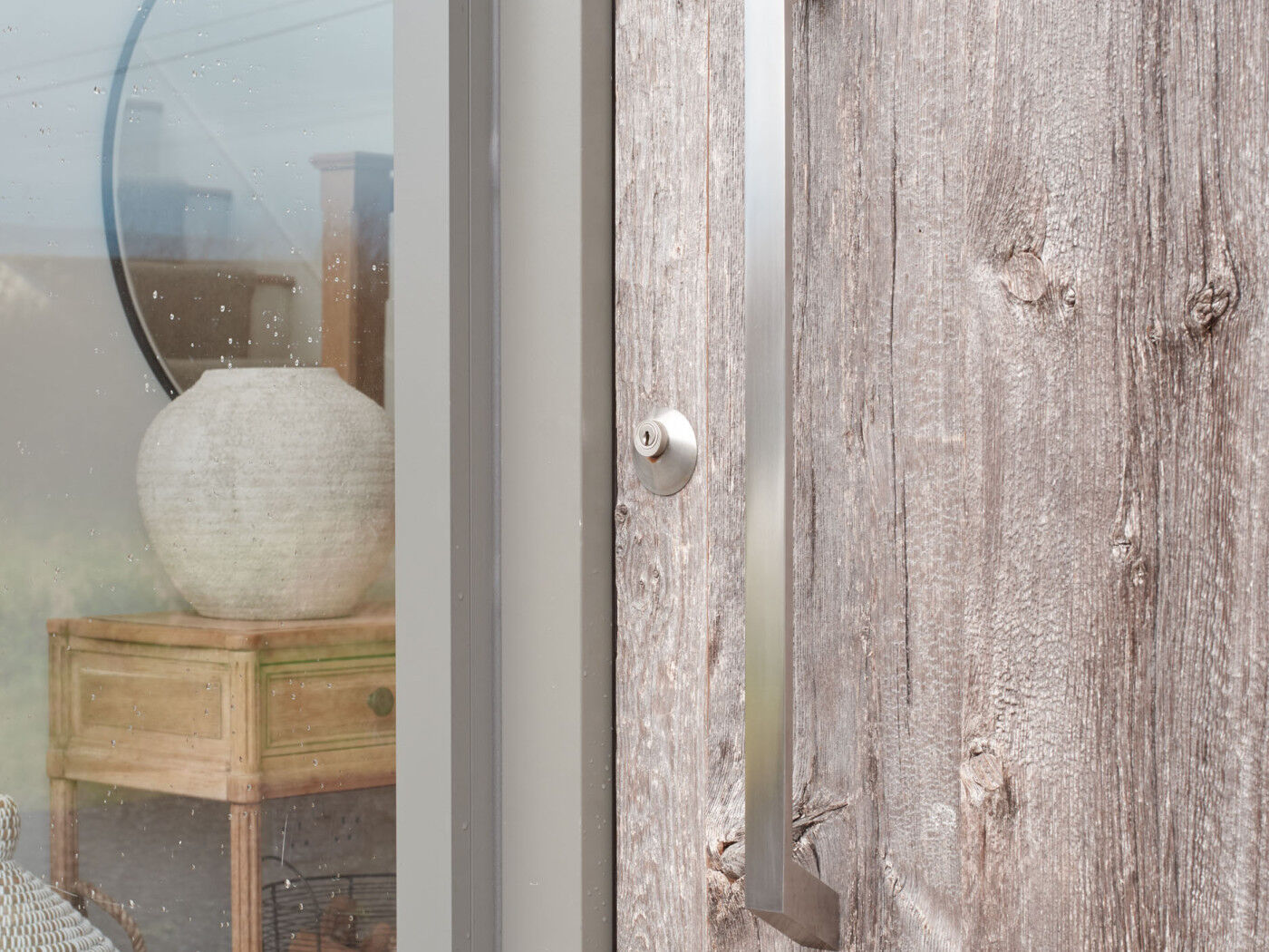 Close up of Urban Front's Barn door in situ