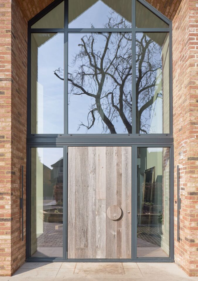 Portrait door in glazing