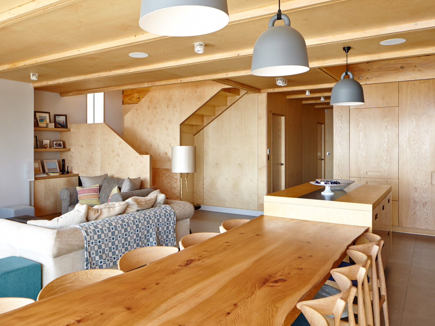 The use of wood creates a warm inviting environment inside.