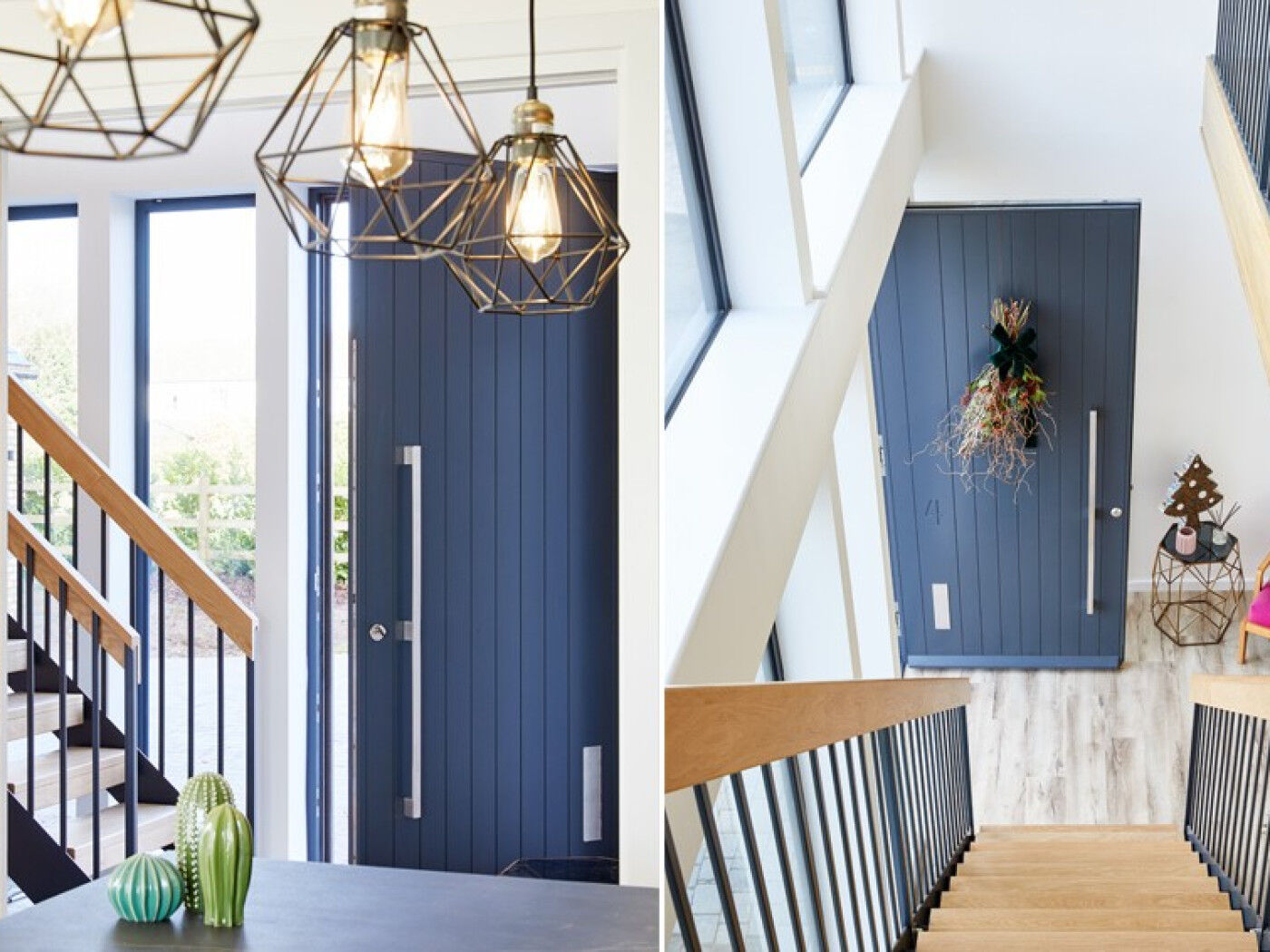 Inside, the inviting entrance way is filled with light allowing the charcoal grey door to make a real impact