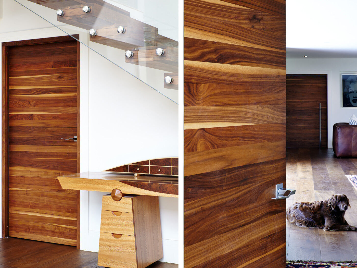 The gorgeous internal doors are in the Raw design in american black walnut