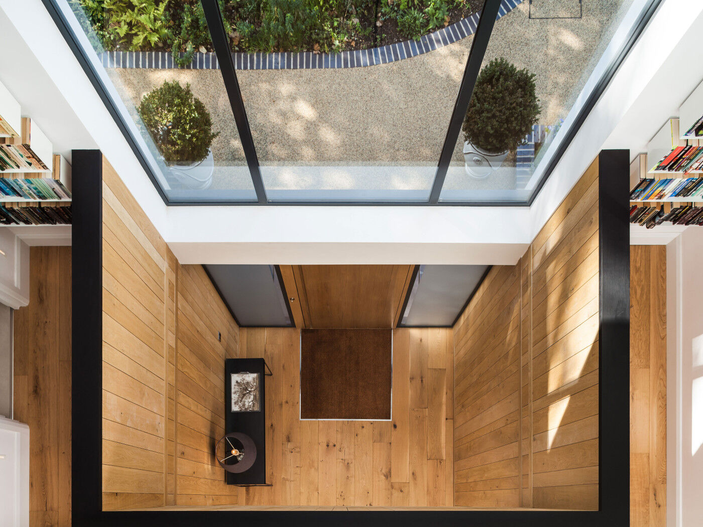Aerial shot of the internal entrance - with a great view of how the front door features in glass