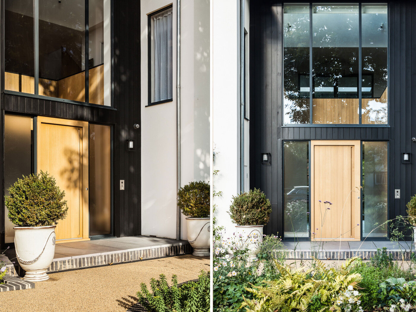 The imposing double height glass entrance