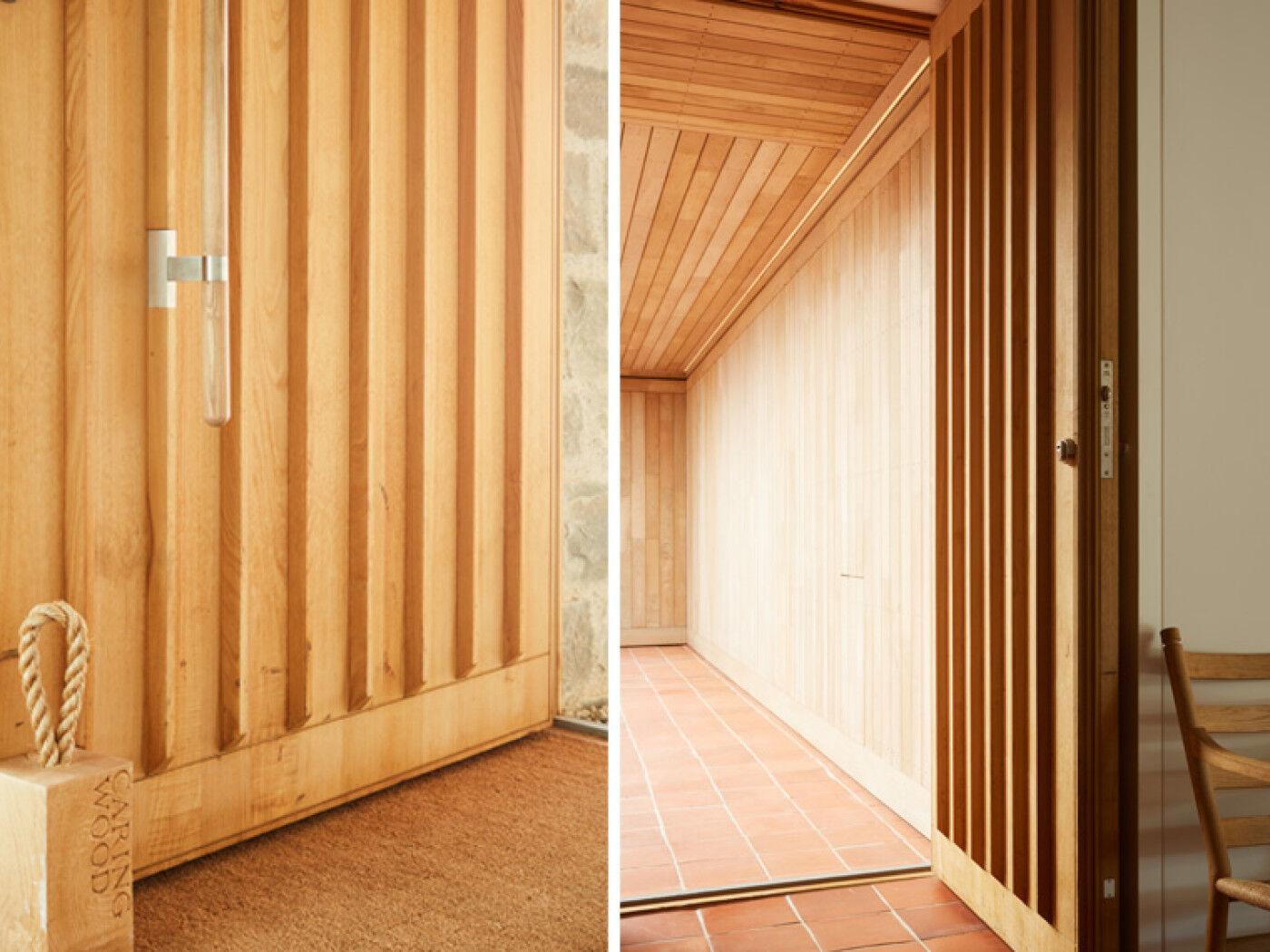 The door fits in very well with the Scandinavian look of the interiors