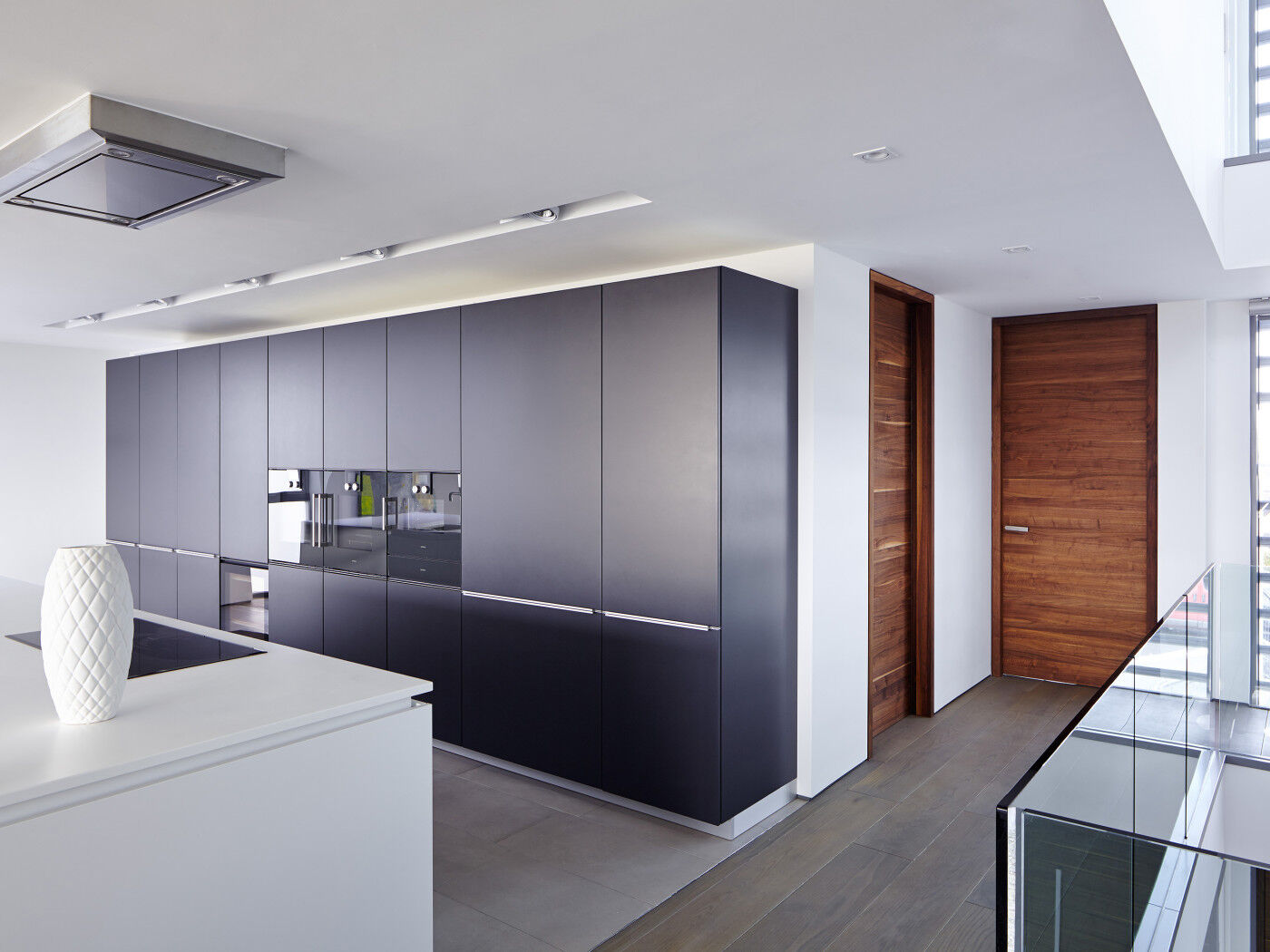 The deeper colour of the american black walnut wood works really well with greys