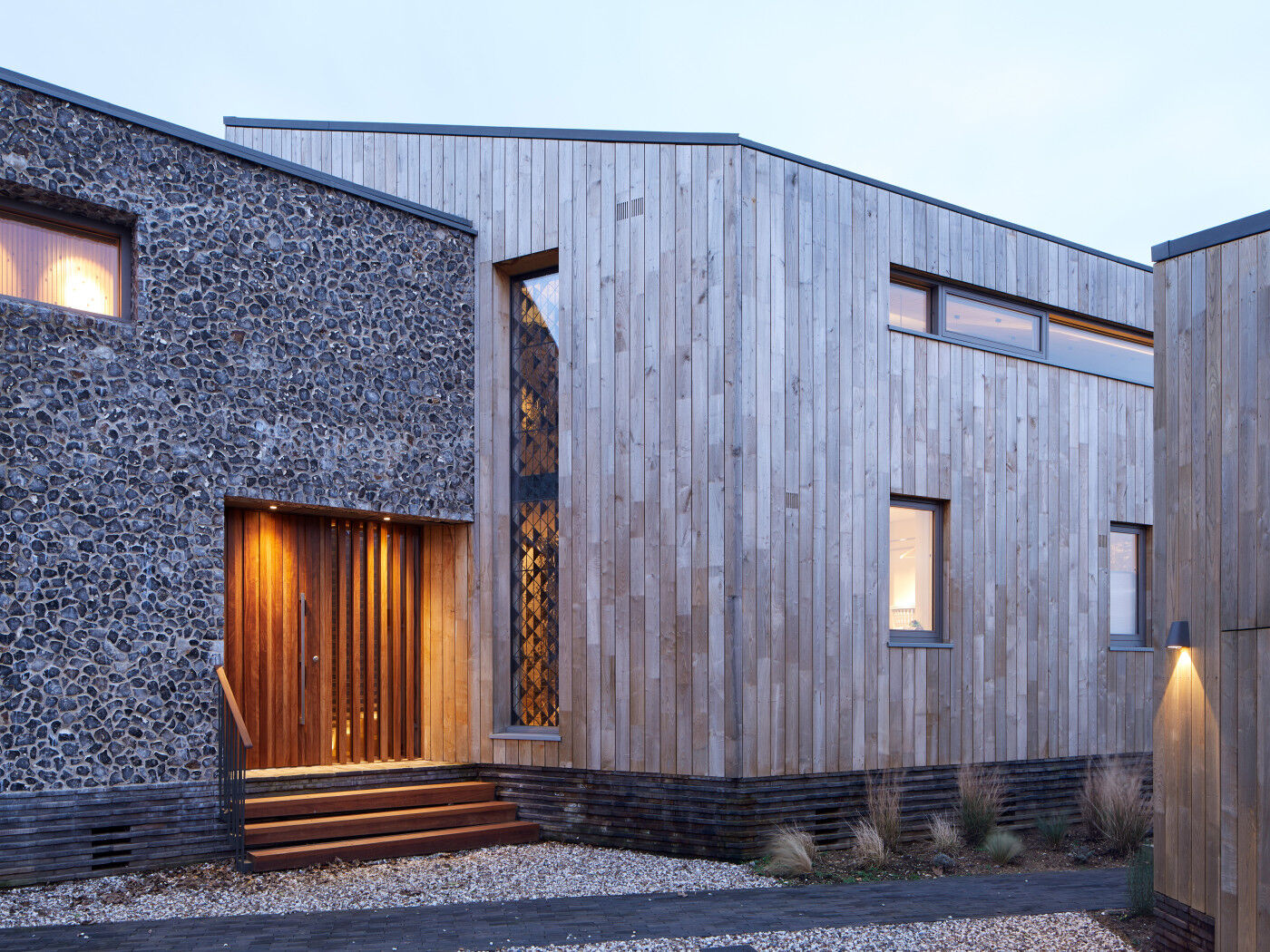 This home has a striking architectural presence