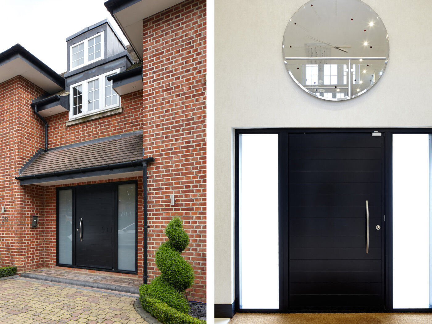 Traditional brick house with Numero black front door