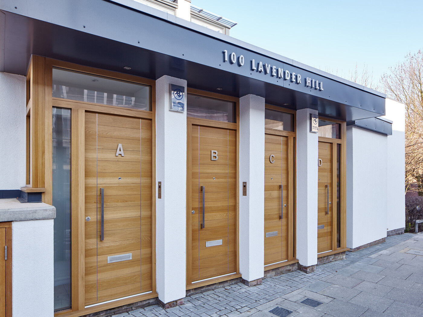Thin sidelights into each doorway has allowed light to filter through