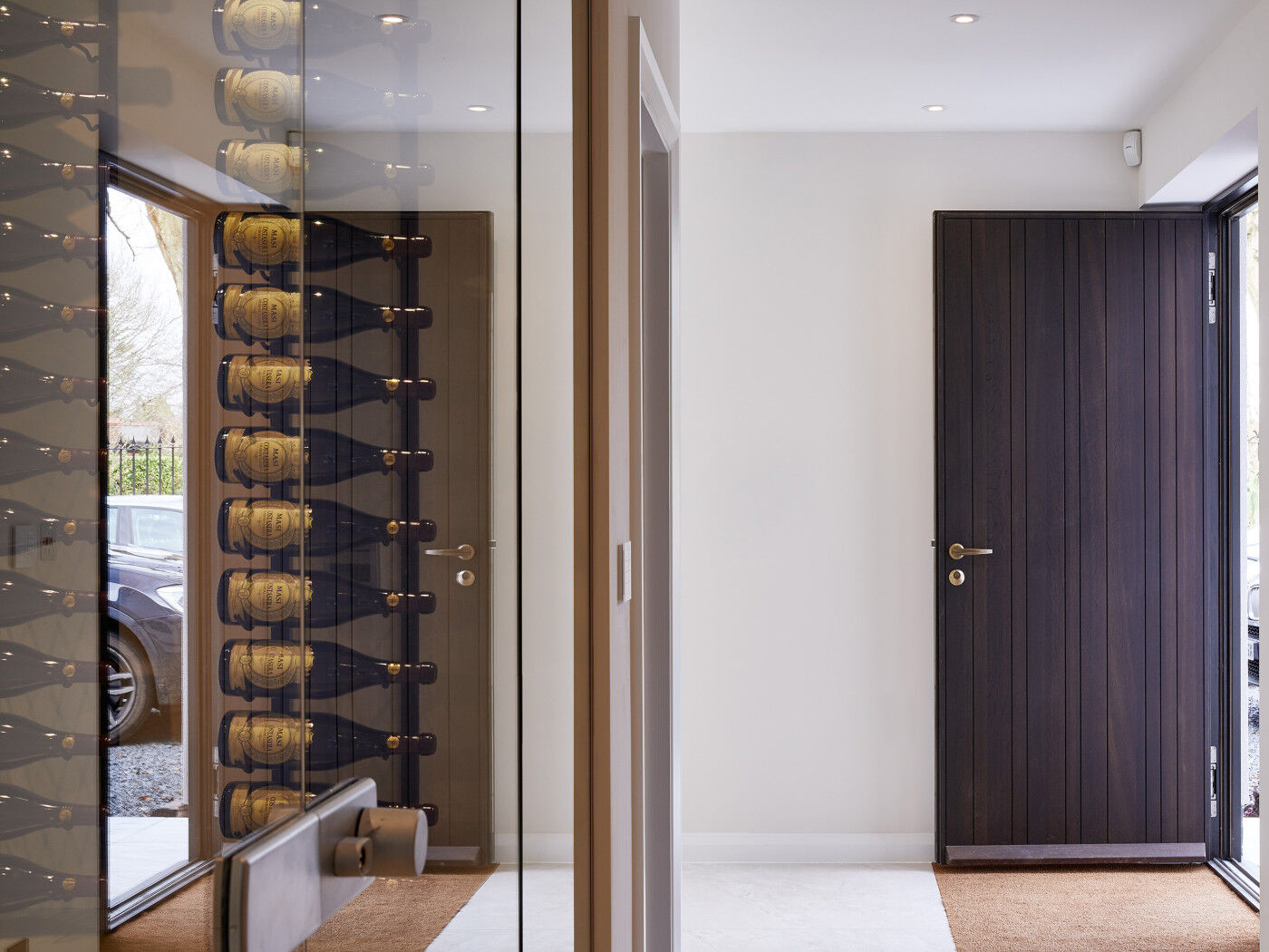 The dark colour creates a classical look with the bronze handles and detail.