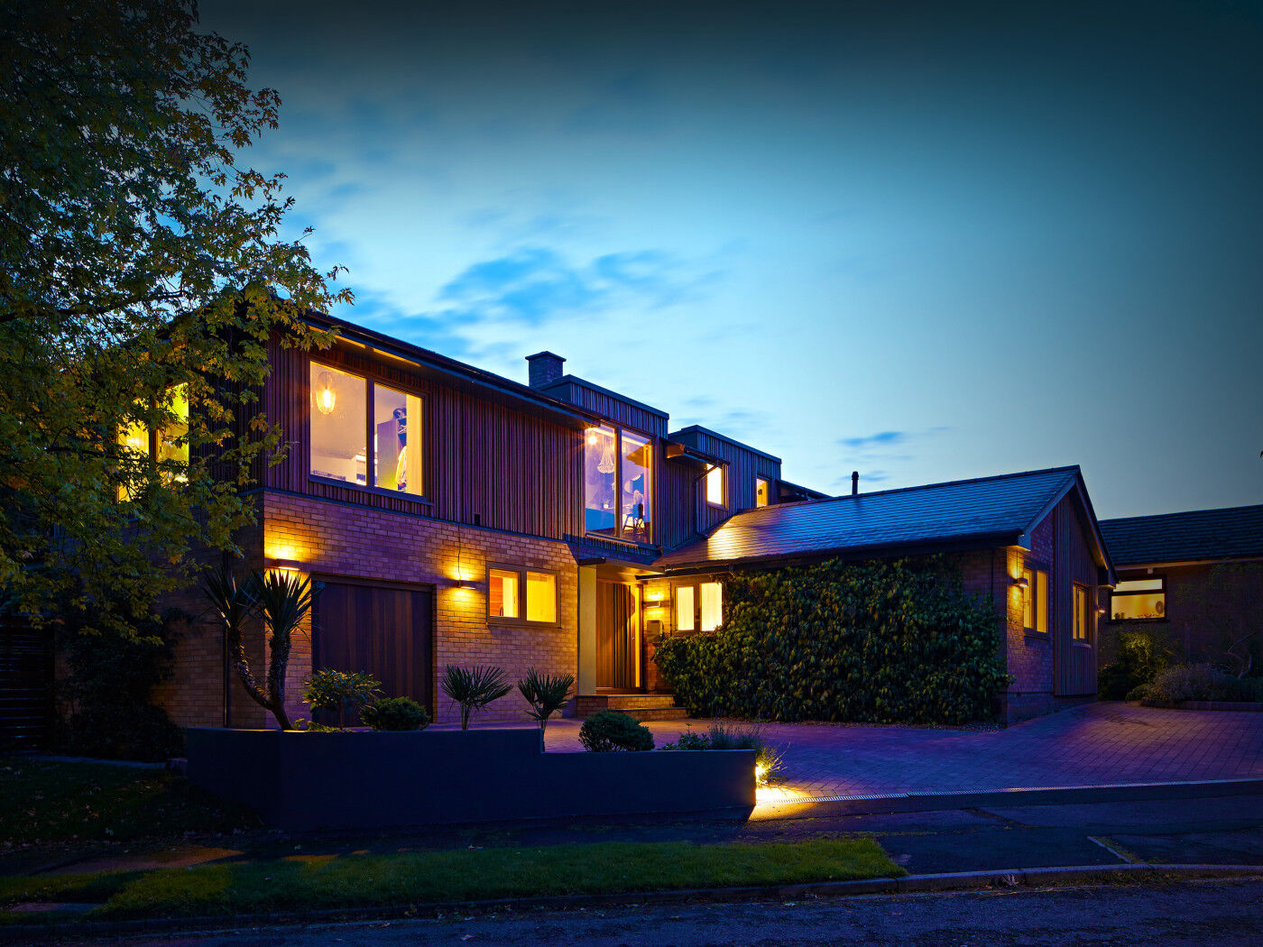 The house lights up, day or night