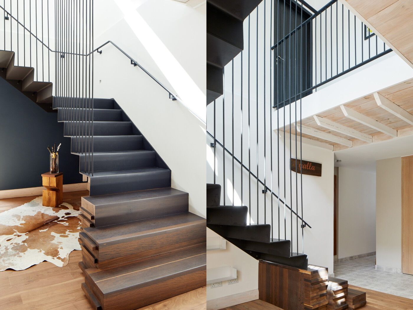 Brand new stairs make a great focal point connecting the ground level to the new upstairs