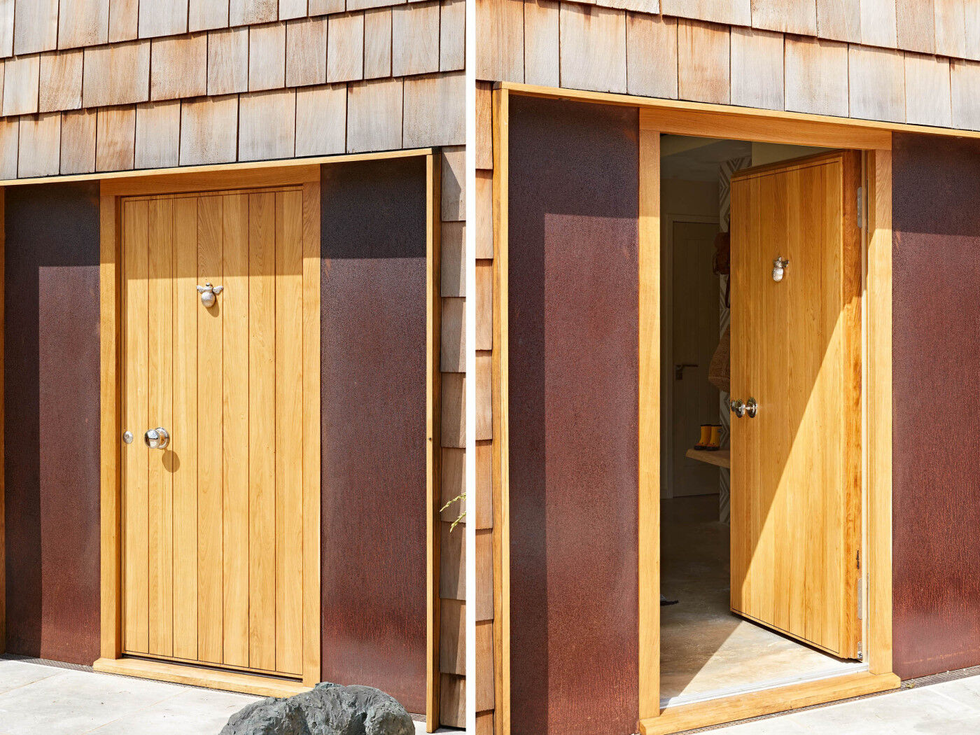 Closer up you can see the vertical detail of our Porto design (door furniture by others)