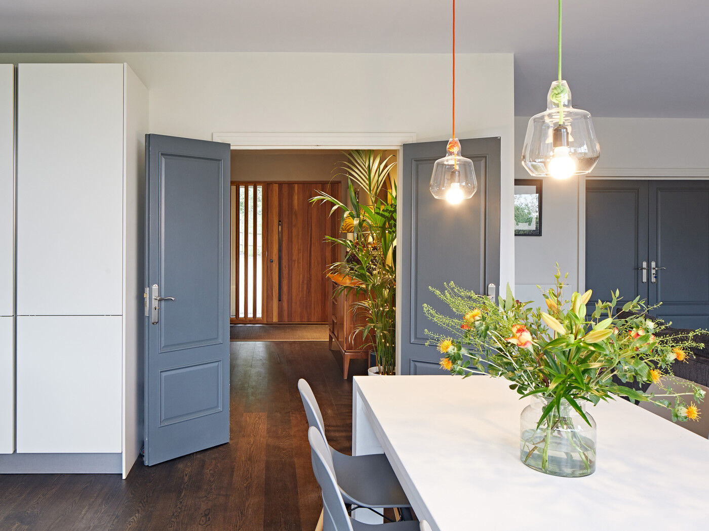 view from the kitchen to the front door