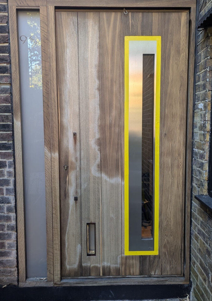 Fumed oak door sanded