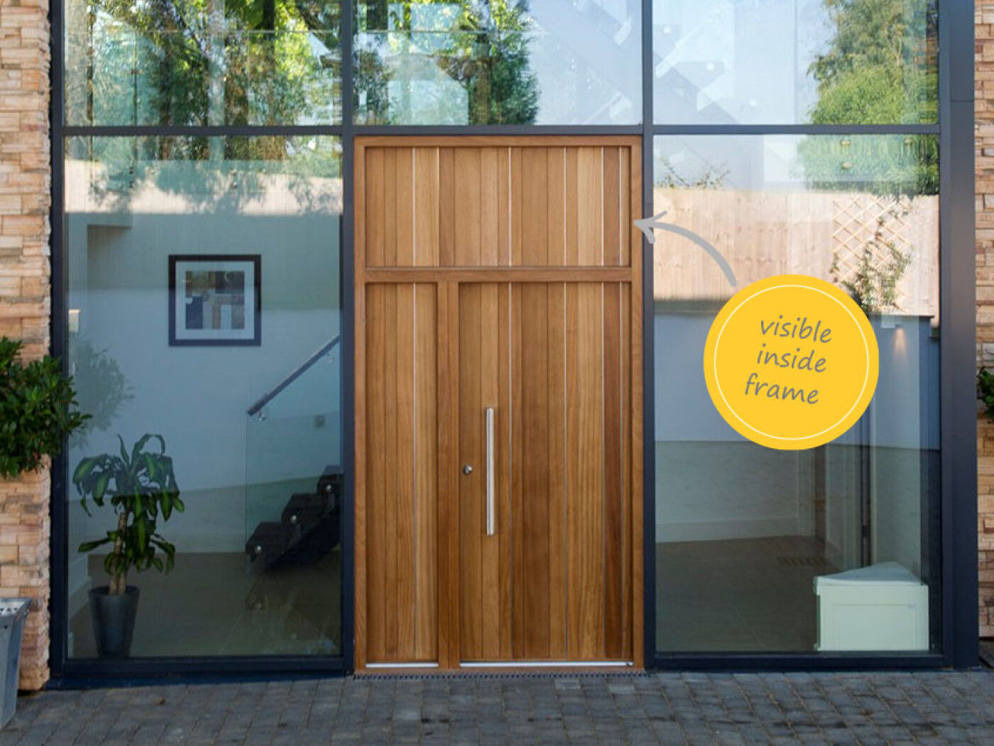 This standard recessed door has matching recessed side and overhead panels