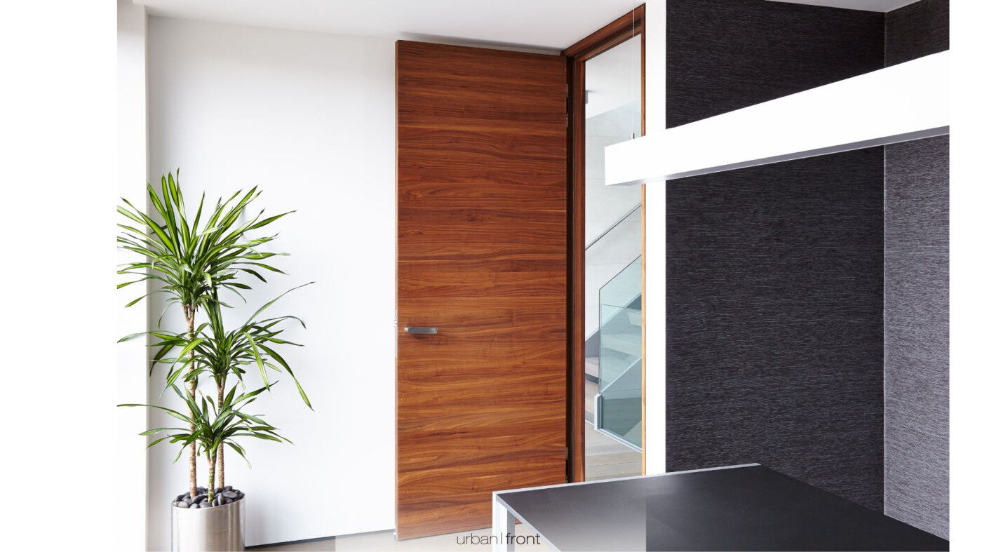 Internal door in a rich coloured walnut 