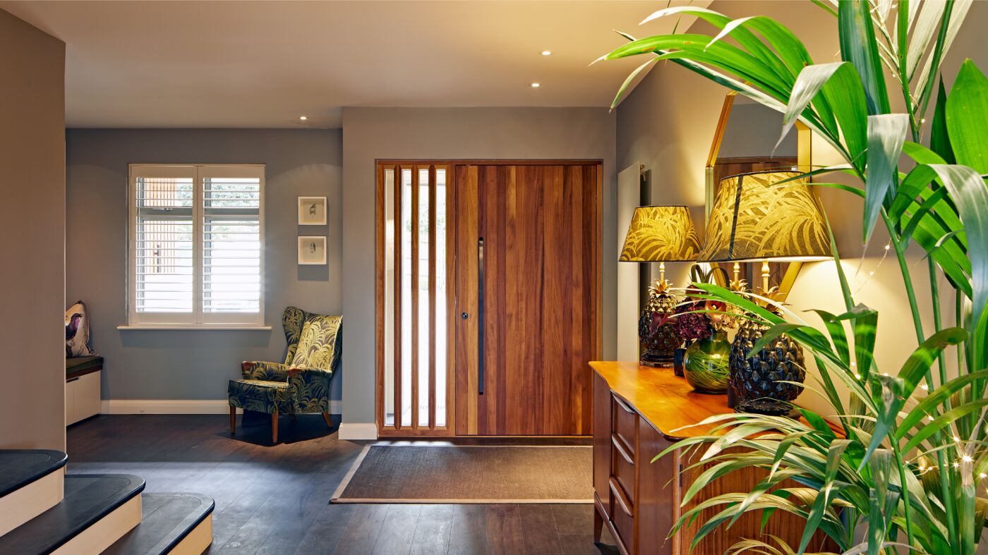 Ridge front door in iroko with ridge sidelite