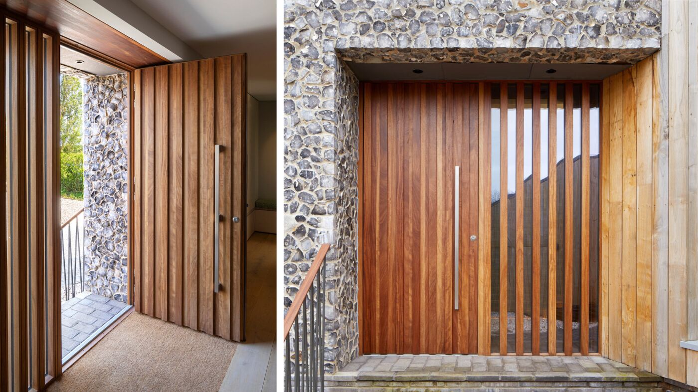 Ridge front door in iroko with ridge sidelite