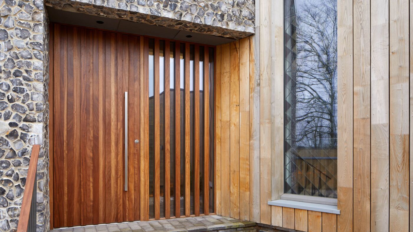 Ridge front door in iroko with ridge sidelite