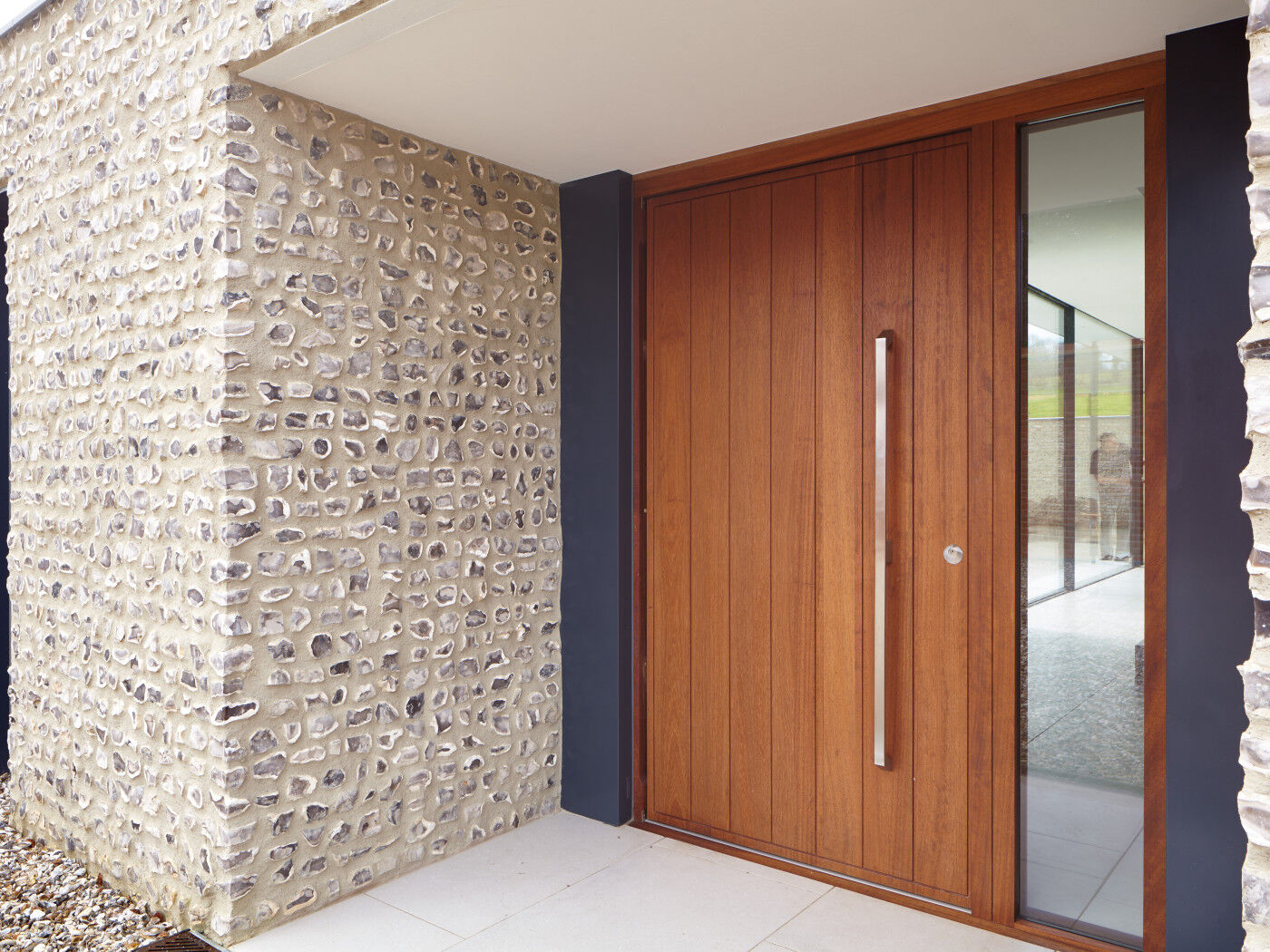 Oiled iroko wooden front door